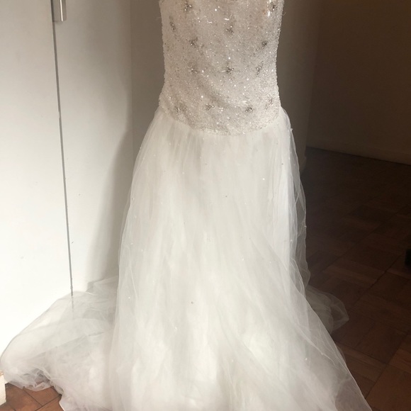David’s Bridal Jewel Wedding Dress Sz 10 - Picture 8 of 15